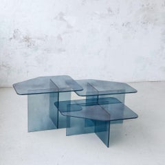 Trio Modular Coffee Table in Blush Glass, Modern Design, Turkey