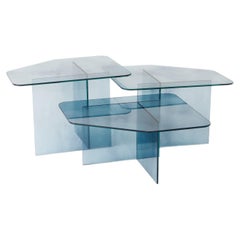 Table basse modulaire Trio en verre rose poudré, design moderne, Turquie