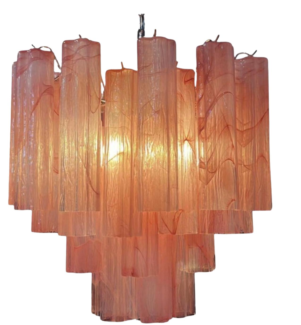 Trio Murano Glass Tronchi Chandeliers, Pink Alabaster For Sale 8