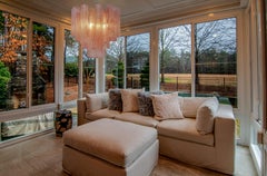 Trio Murano Glass Tronchi Chandeliers, Pink Alabaster