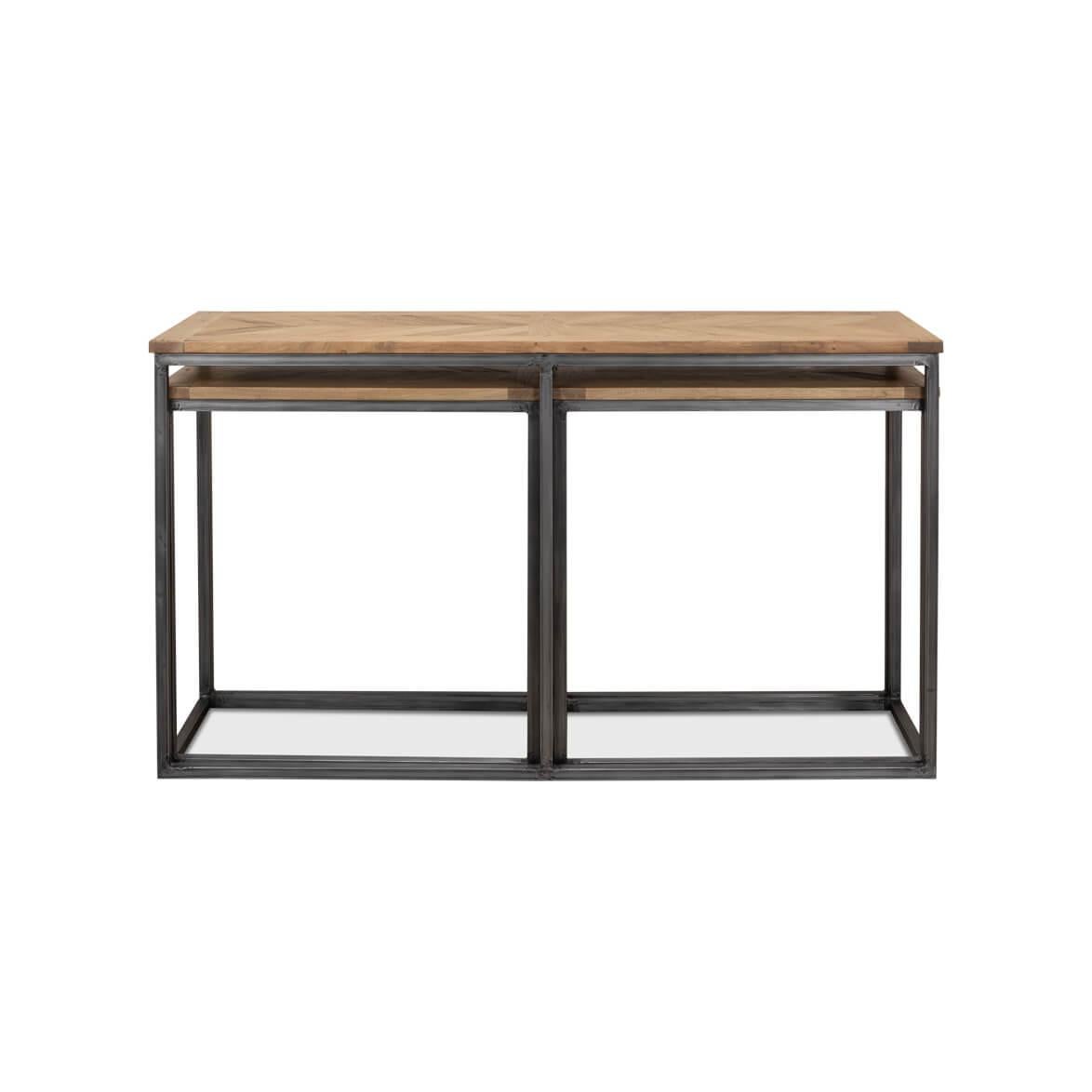 Asian Trio Nesting Industrial Console Tables For Sale