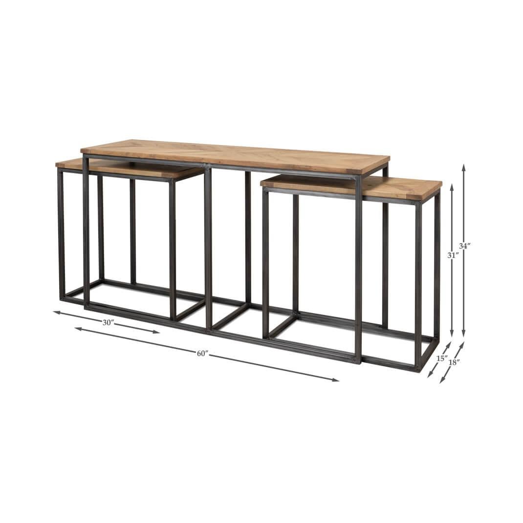 Trio Nesting Industrial Console Tables For Sale 3