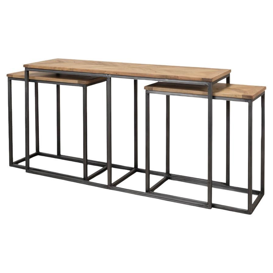 Tables consoles industrielles gigognes Trio en vente