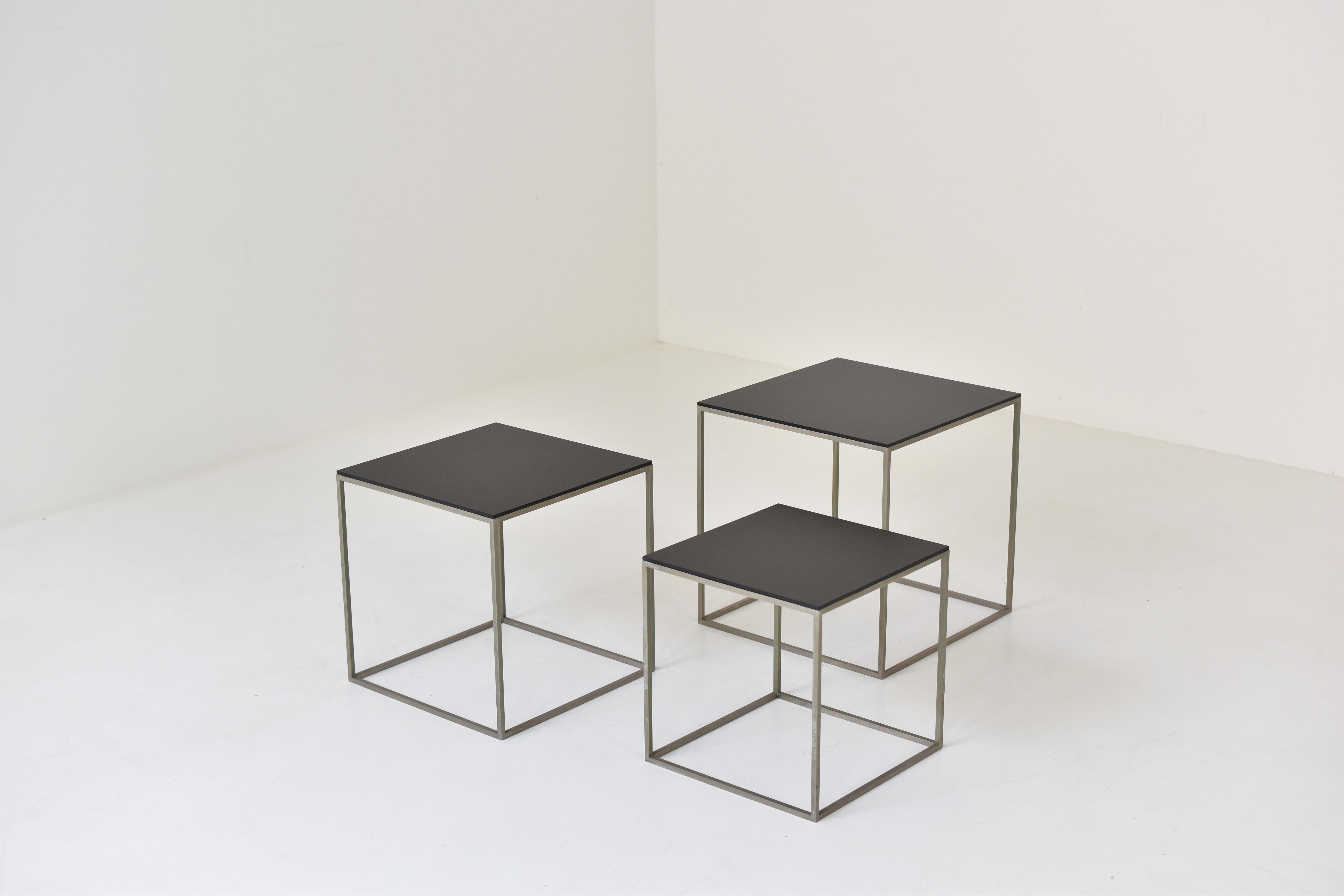 Steel Trio Nesting Tables, Similar to Pk71 by Poul Kjaerholm for E. Kold Christensen
