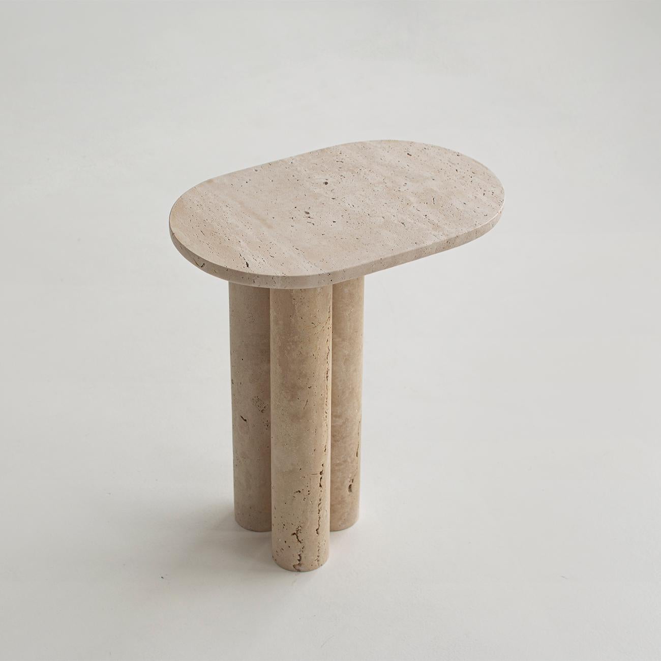 Modern Trio No 3 Travertine Side Table For Sale