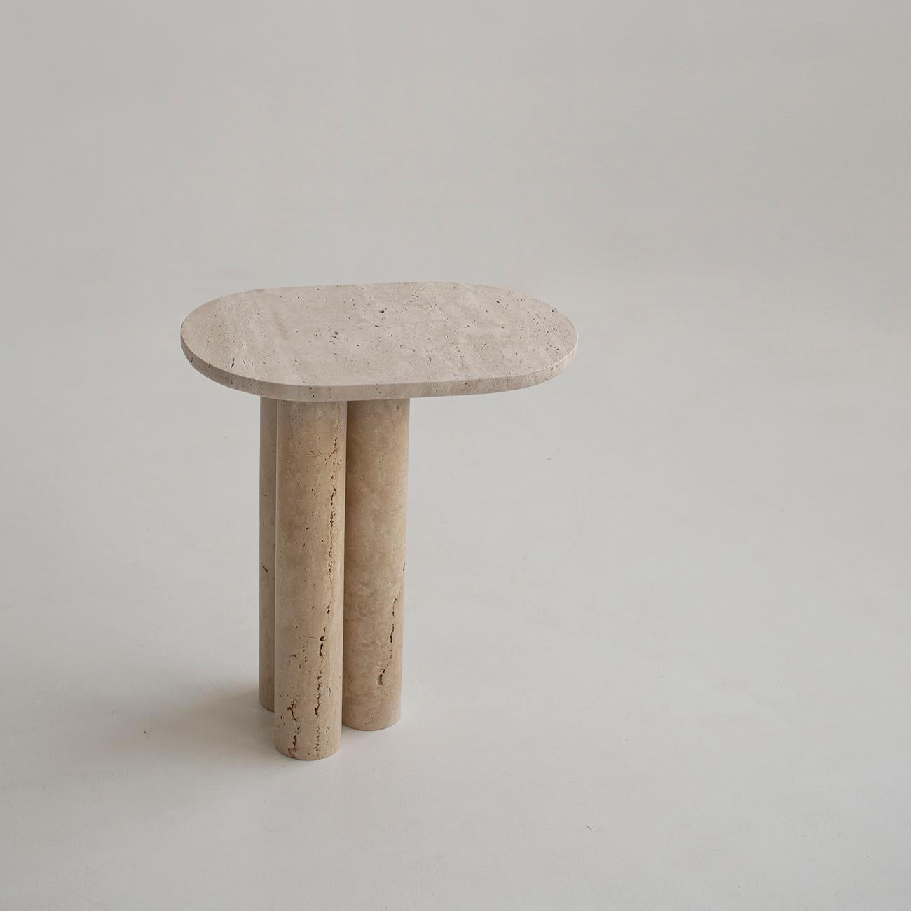 Hand-Crafted Trio No 3 Travertine Side Table For Sale