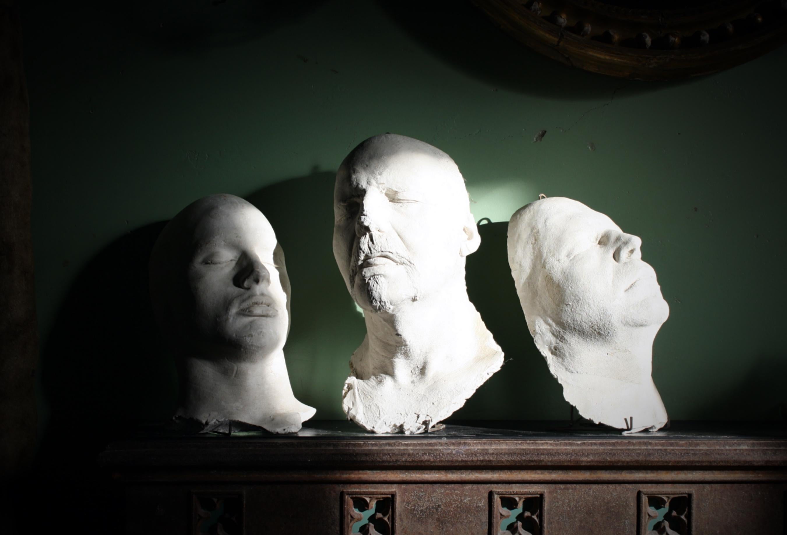 Victorian Trio of 19th Century Macabre Plaster Death Masks Memento Mori