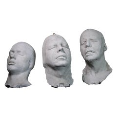 Trio of 19th Century Macabre Plaster Death Masks Memento Mori