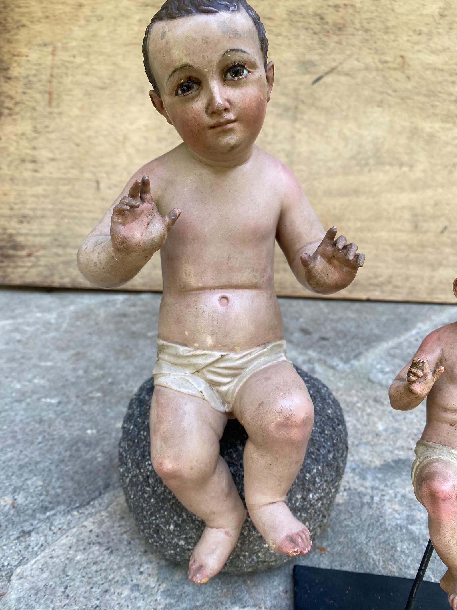 Gesso Trio de Ninos du 19e siècle en vente