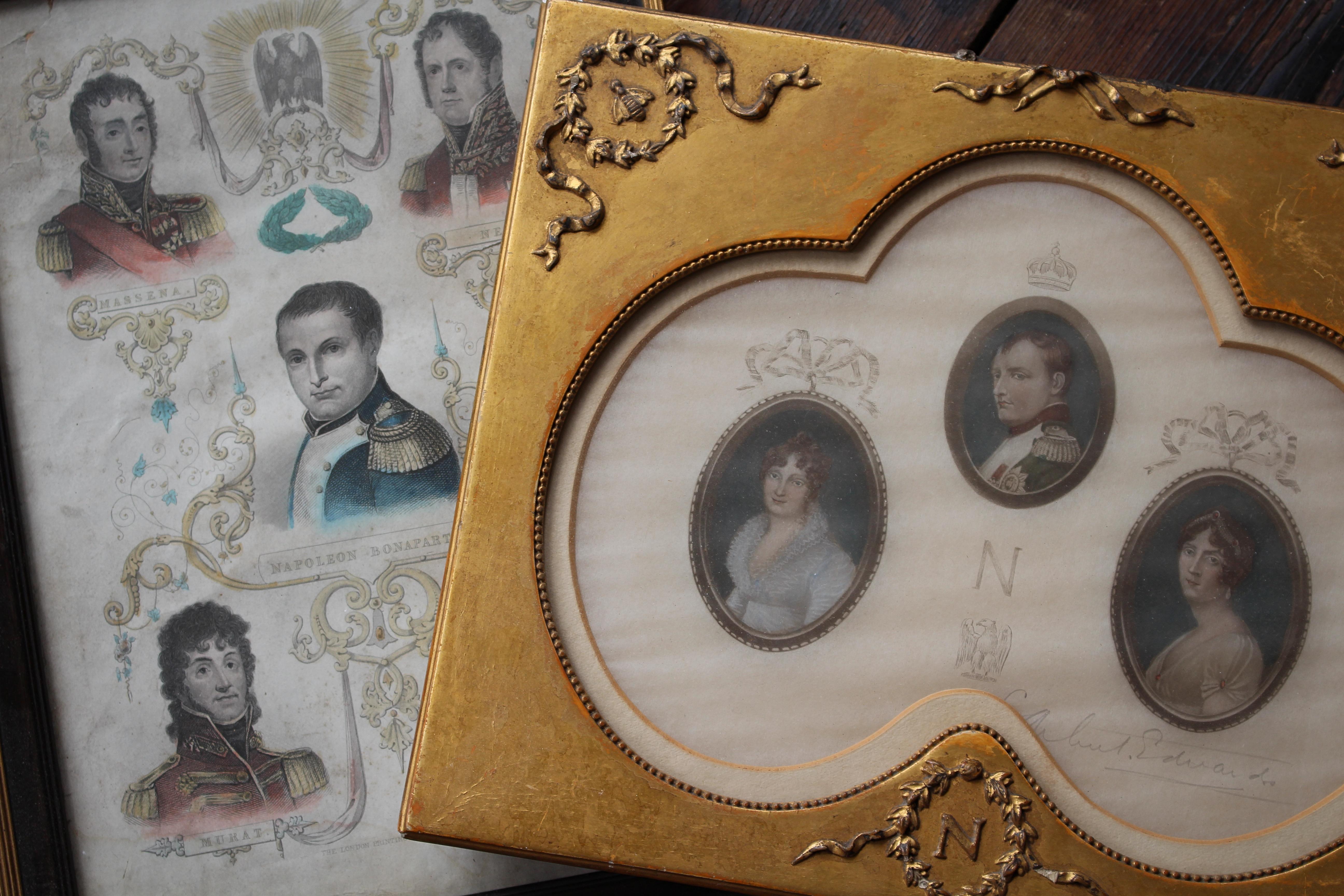 Paper Trio of 19th Century Prints of Napoleonic Interest Napoleon Bonaparte