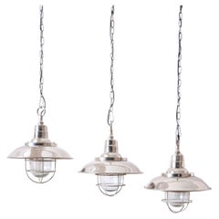 Trio of 20th Century Chrome pendant lights