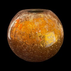 Trio of Amber Murano Mirrored Spheres By Alberto Donà