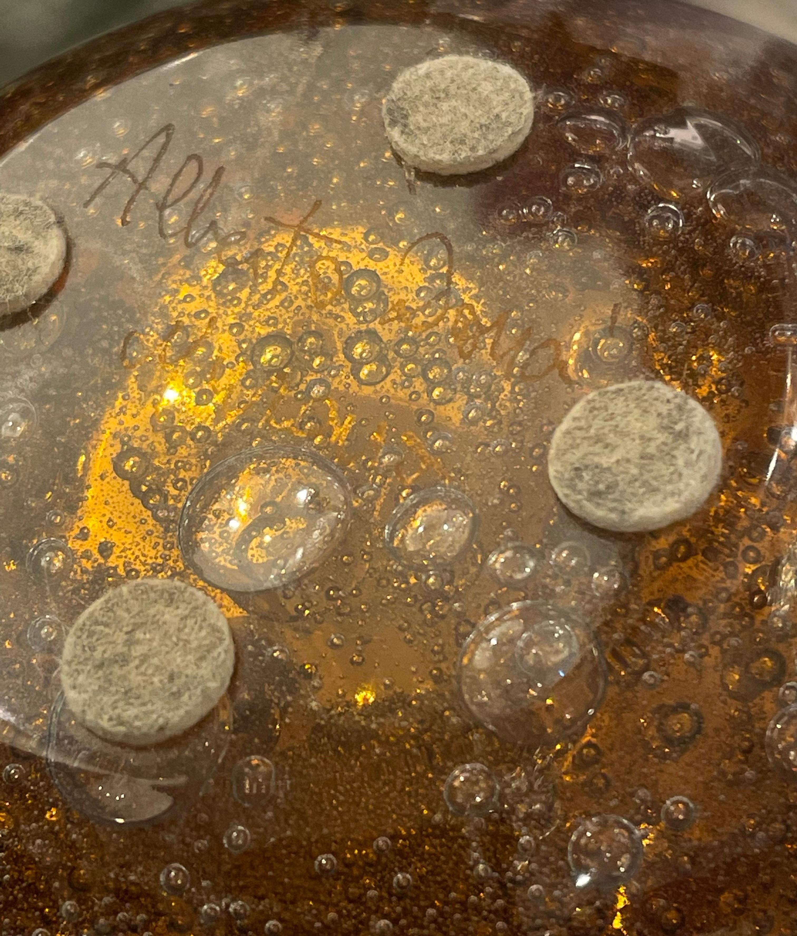 Verre de Murano Trio de sphères en miroir de Murano en ambre d'Alberto Donà en vente
