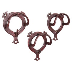 Trio of Antique Crop Hanging Racks, English, Equestrian, Coat Hook, Victorian