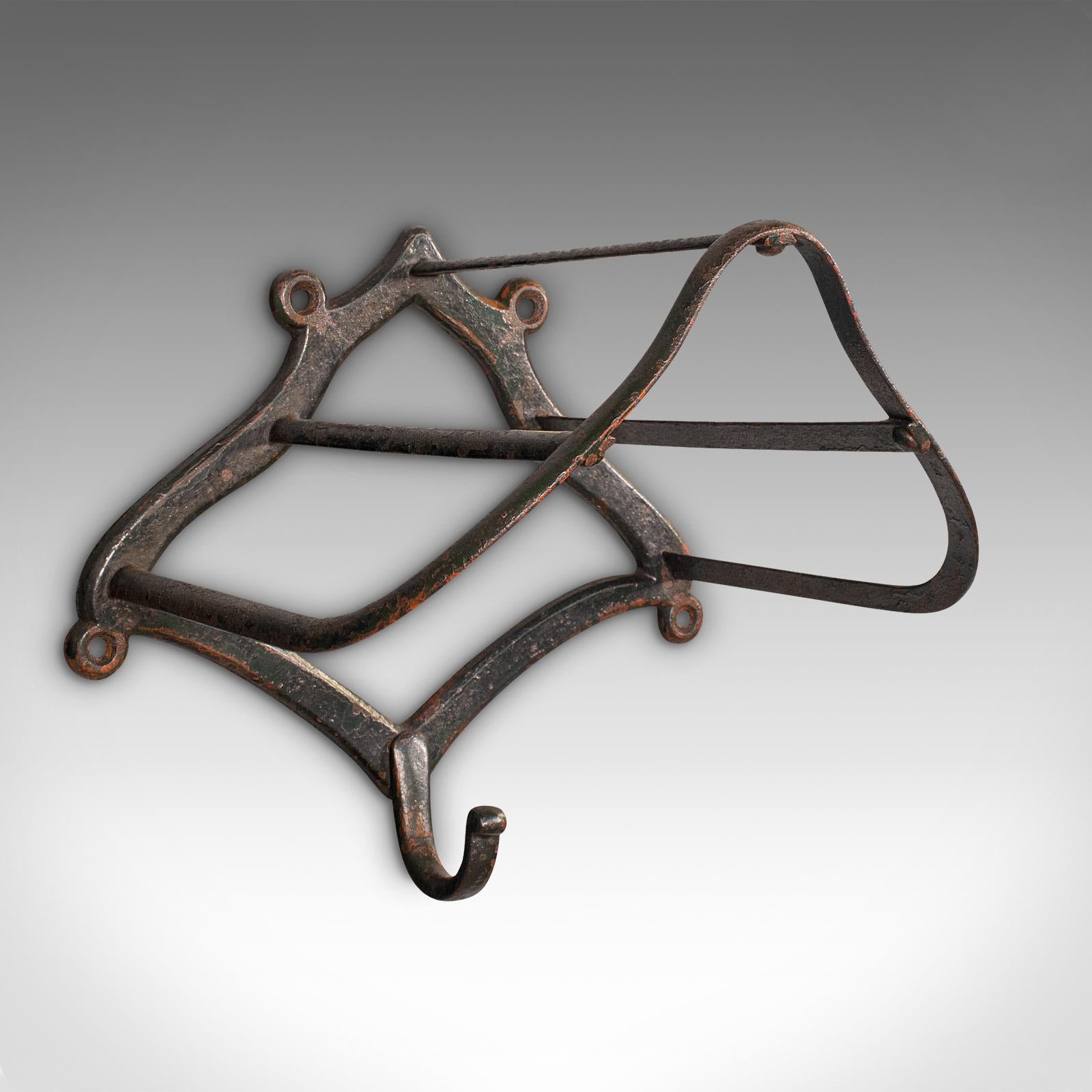 Trio of Antique Equestrian Tack Racks, English, Wall Mount, Saddle, Victorian In Good Condition In Hele, Devon, GB