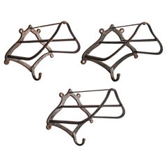 Trio of Used Equestrian Tack Racks, English, Wall Mount, Saddle, Victorian