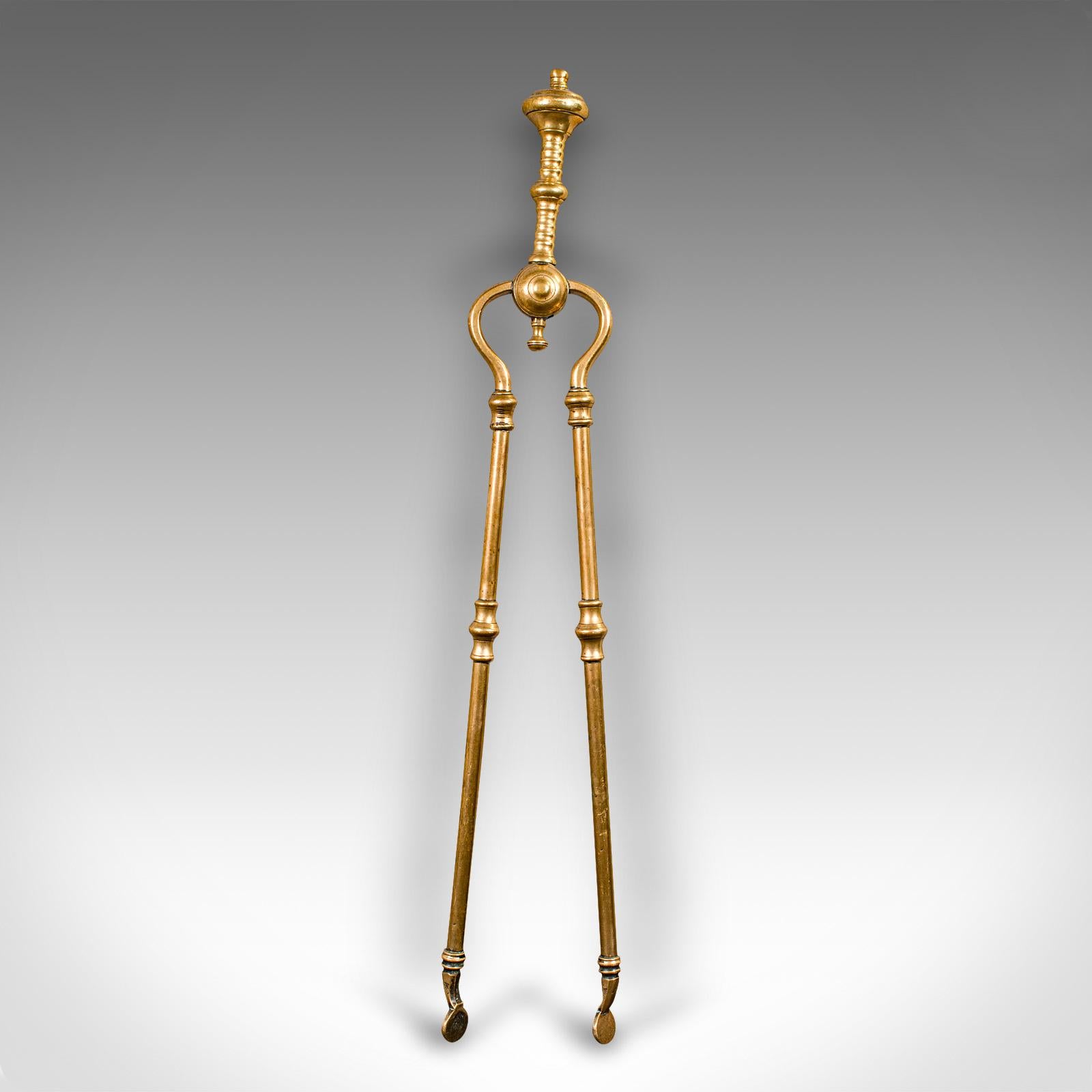 Trio d'outils de cheminée anciens, laiton anglais, ensemble comanion, géorgien, vers 1800 Bon état - En vente à Hele, Devon, GB