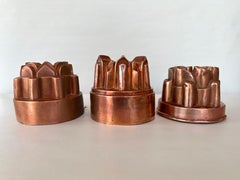 Trio of Antique French and Dutch Copper Cake Molds or Jelly Molds, c. 1910