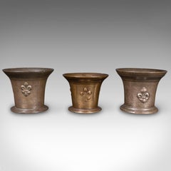 Trio Of Antique Mortars, English, Bronze, Apothecary Pot, William III, C.1700