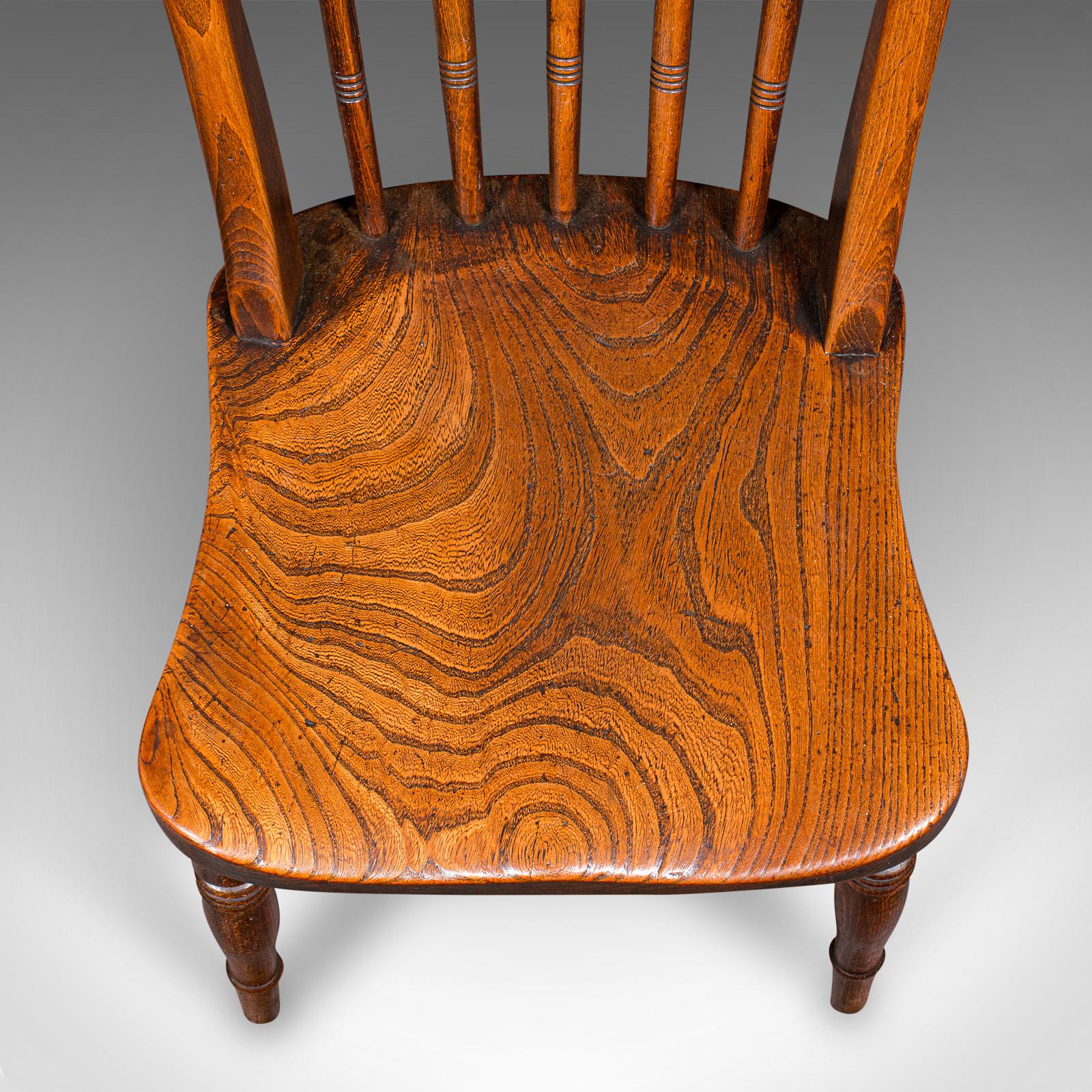 Trio de chaises de gare anciennes, orme anglais, siège latéral de salle de réception, victorien en vente 3