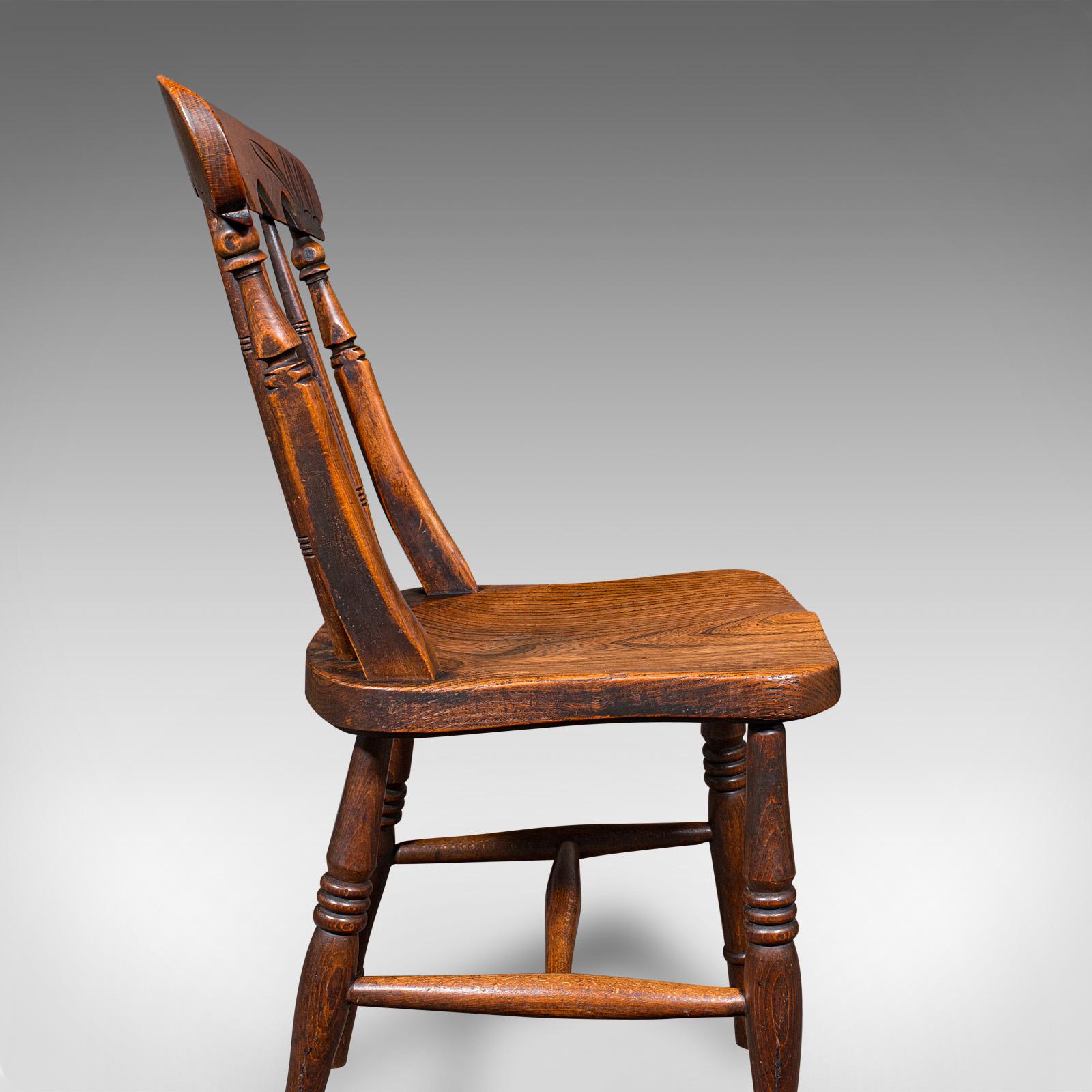 Trio de chaises de gare anciennes, orme anglais, siège latéral de salle de réception, victorien en vente 4