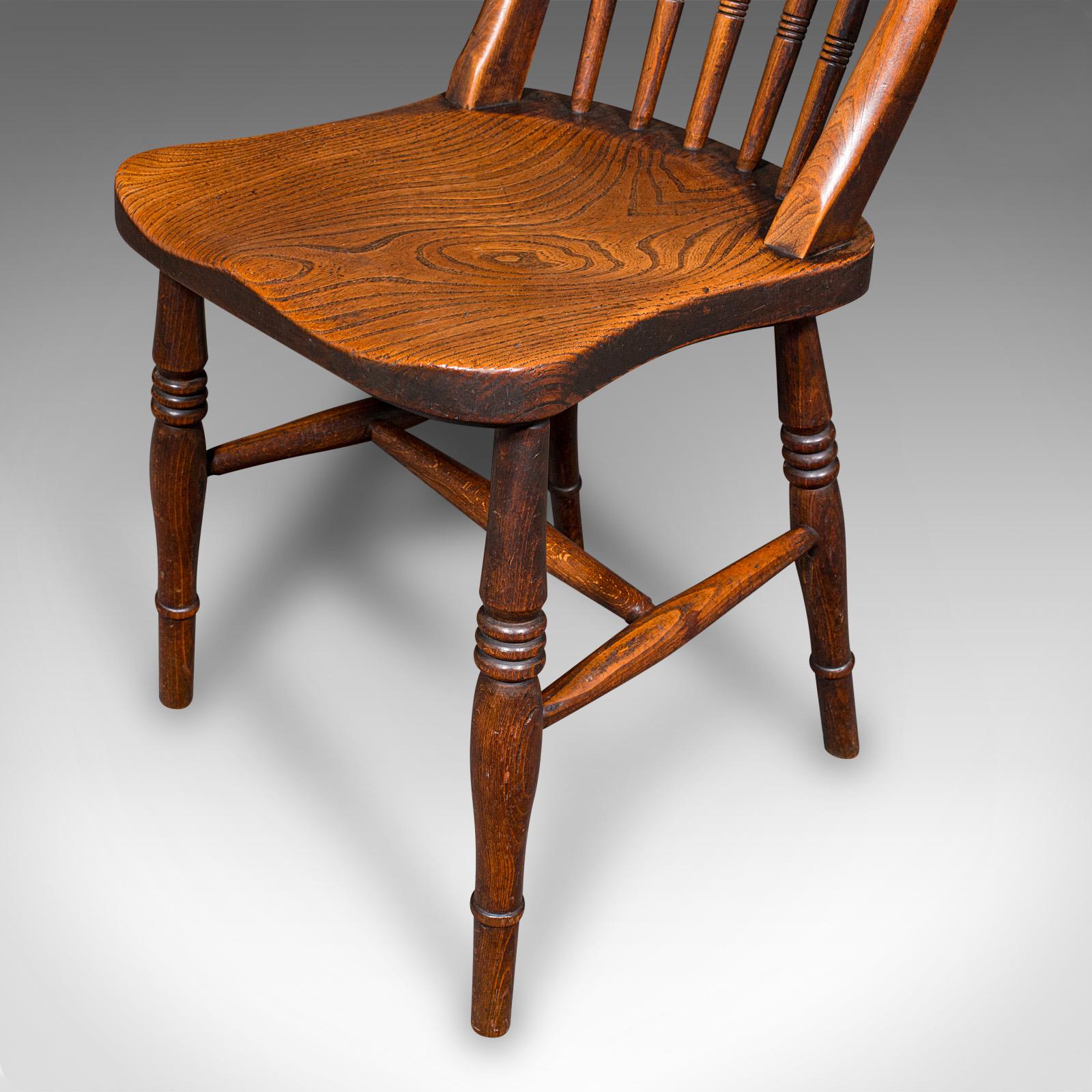 Trio de chaises de gare anciennes, orme anglais, siège latéral de salle de réception, victorien en vente 5