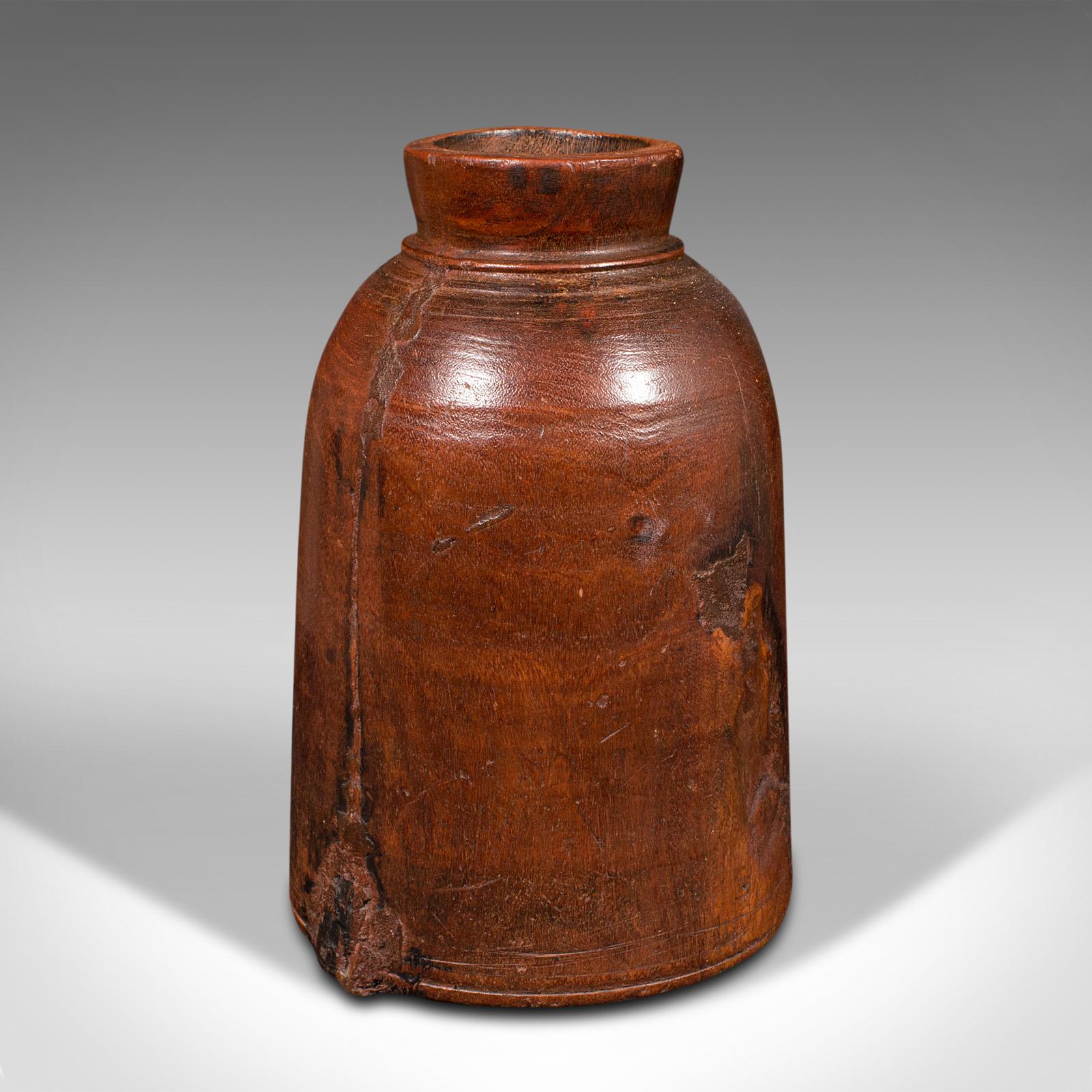 Trio of Antique Tribal Vases, Indian, Hardwood, Accent Jar, Rustic, Victorian For Sale 1