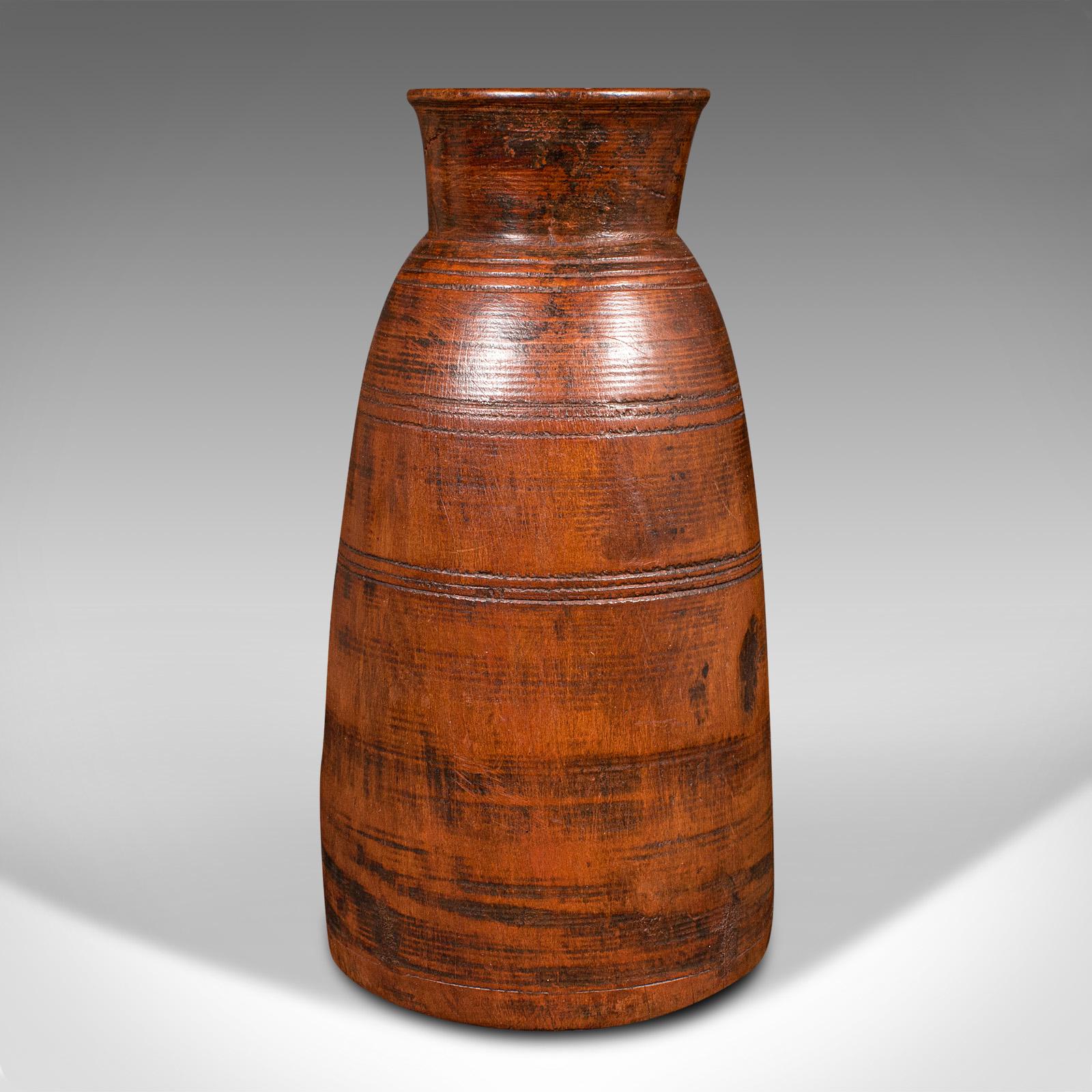 Trio of Antique Tribal Vases, Indian, Hardwood, Accent Jar, Rustic, Victorian For Sale 3