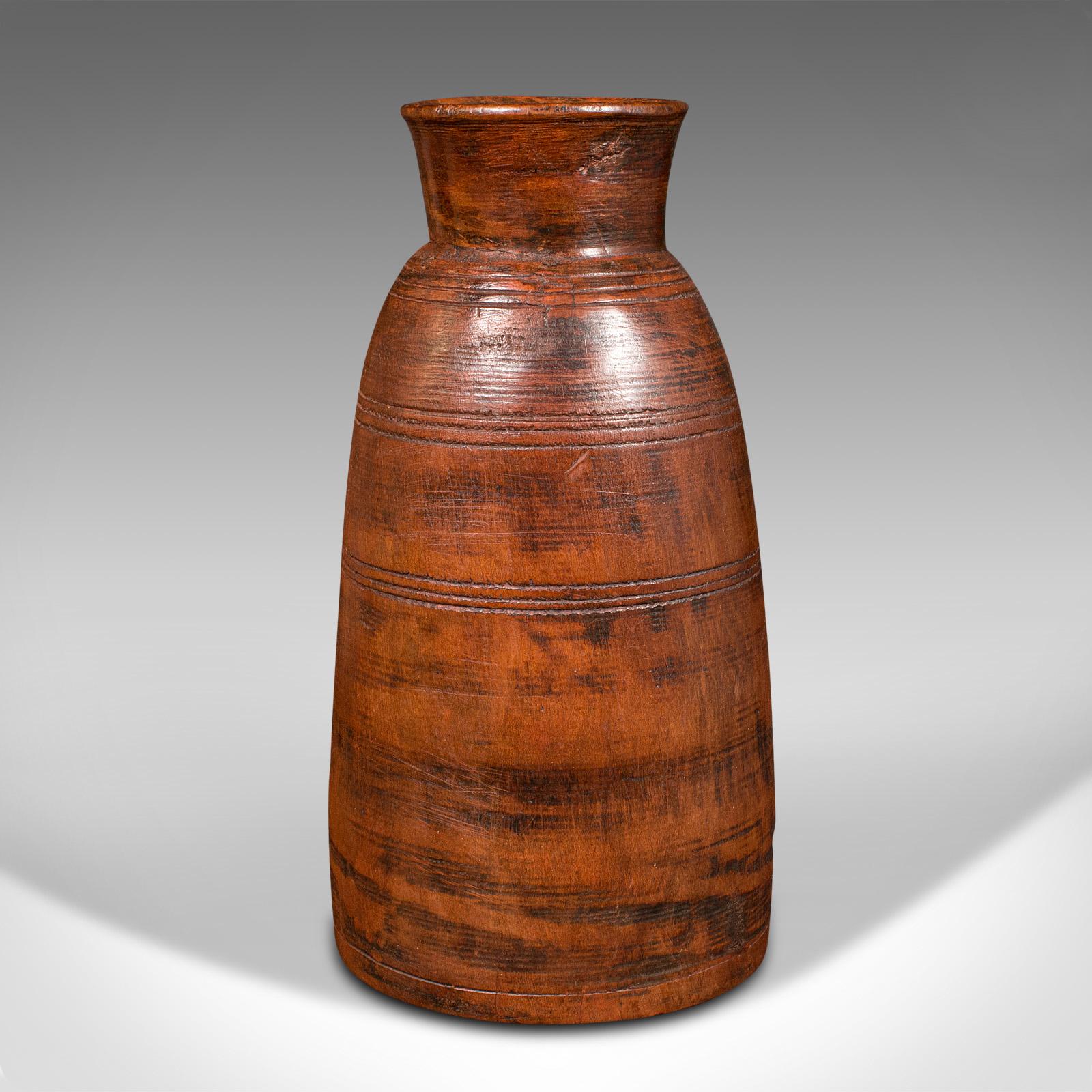 Trio of Antique Tribal Vases, Indian, Hardwood, Accent Jar, Rustic, Victorian For Sale 4