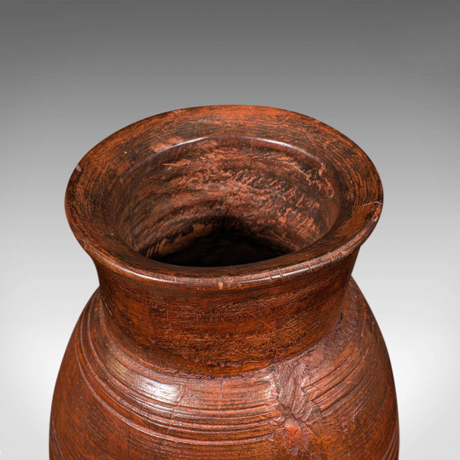 Trio of Antique Tribal Vases, Indian, Hardwood, Accent Jar, Rustic, Victorian For Sale 5