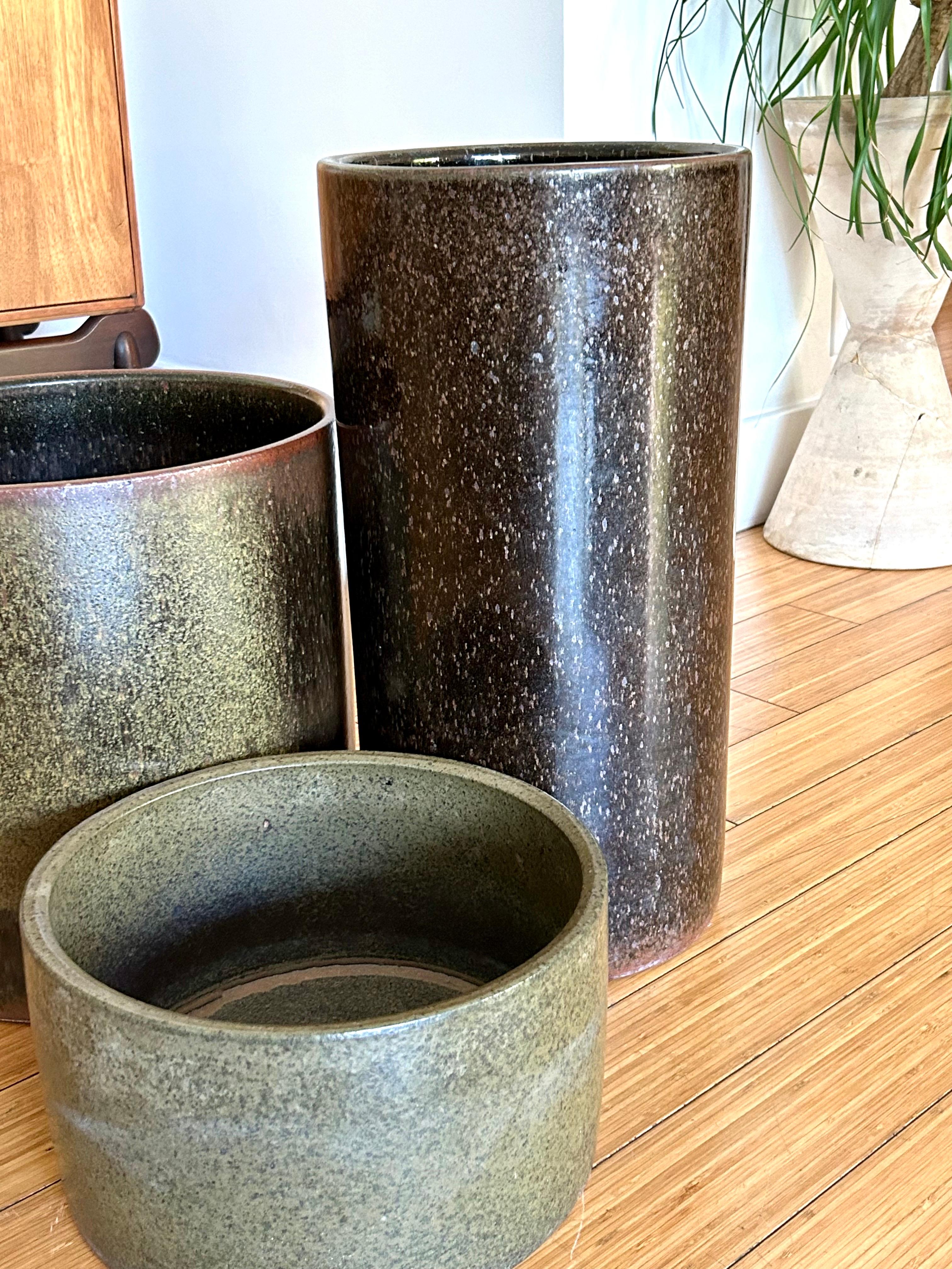 Mid-Century Modern Trio of Architectural Pottery Planters David Cressey For Sale