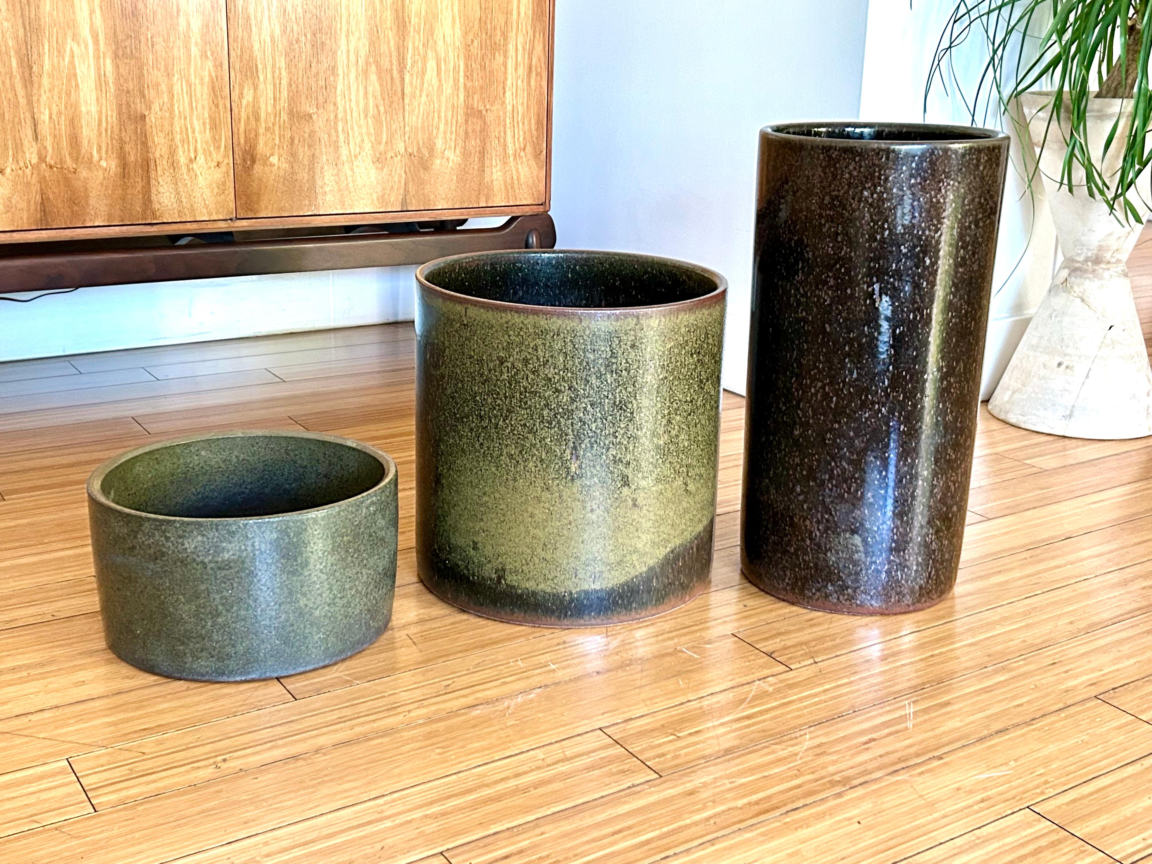 Stoneware Trio of Architectural Pottery Planters David Cressey For Sale
