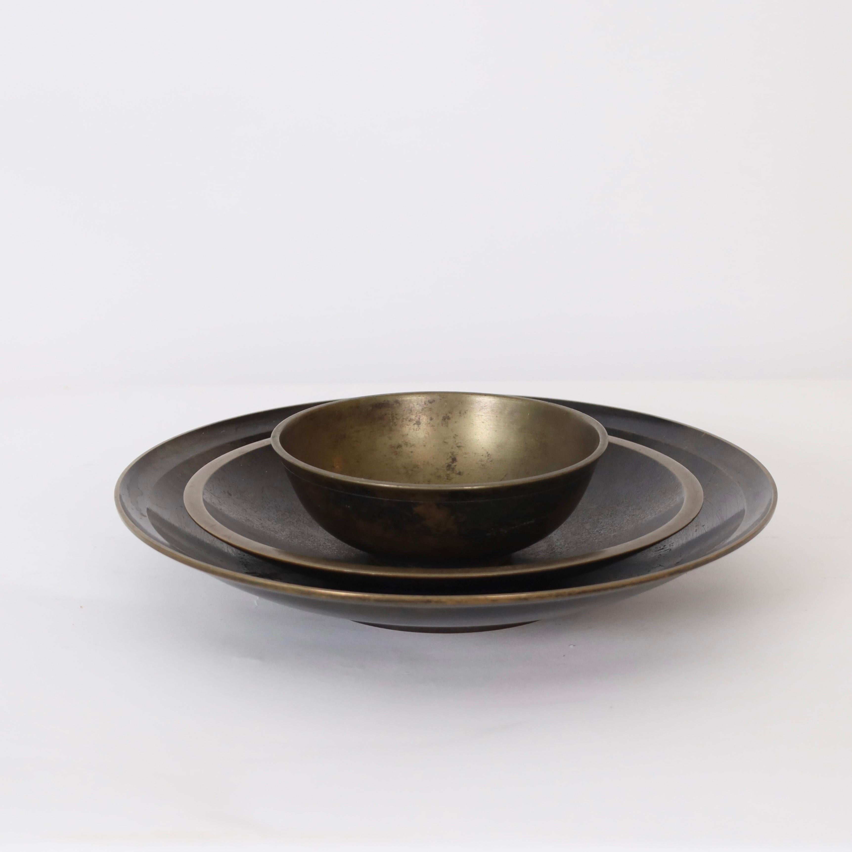Trio of Art Deco Bronze Bowls by Just Andersen, 1930s, Denmark For Sale 7