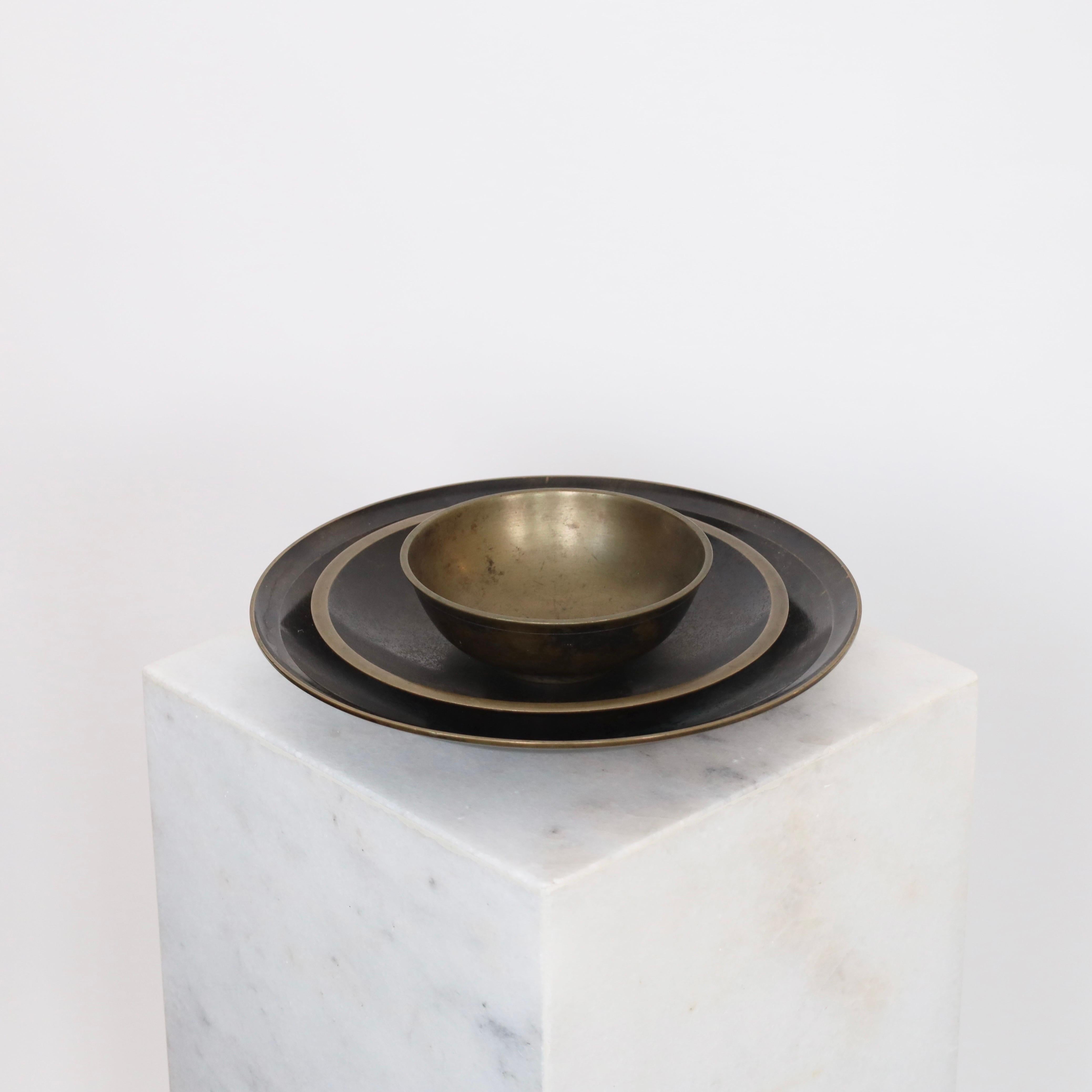 Danish Trio of Art Deco Bronze Bowls by Just Andersen, 1930s, Denmark For Sale