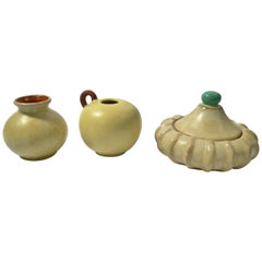 Trio of Art Deco Ceramic Vessels by Upsala Ekeby, Sweden, 1930s