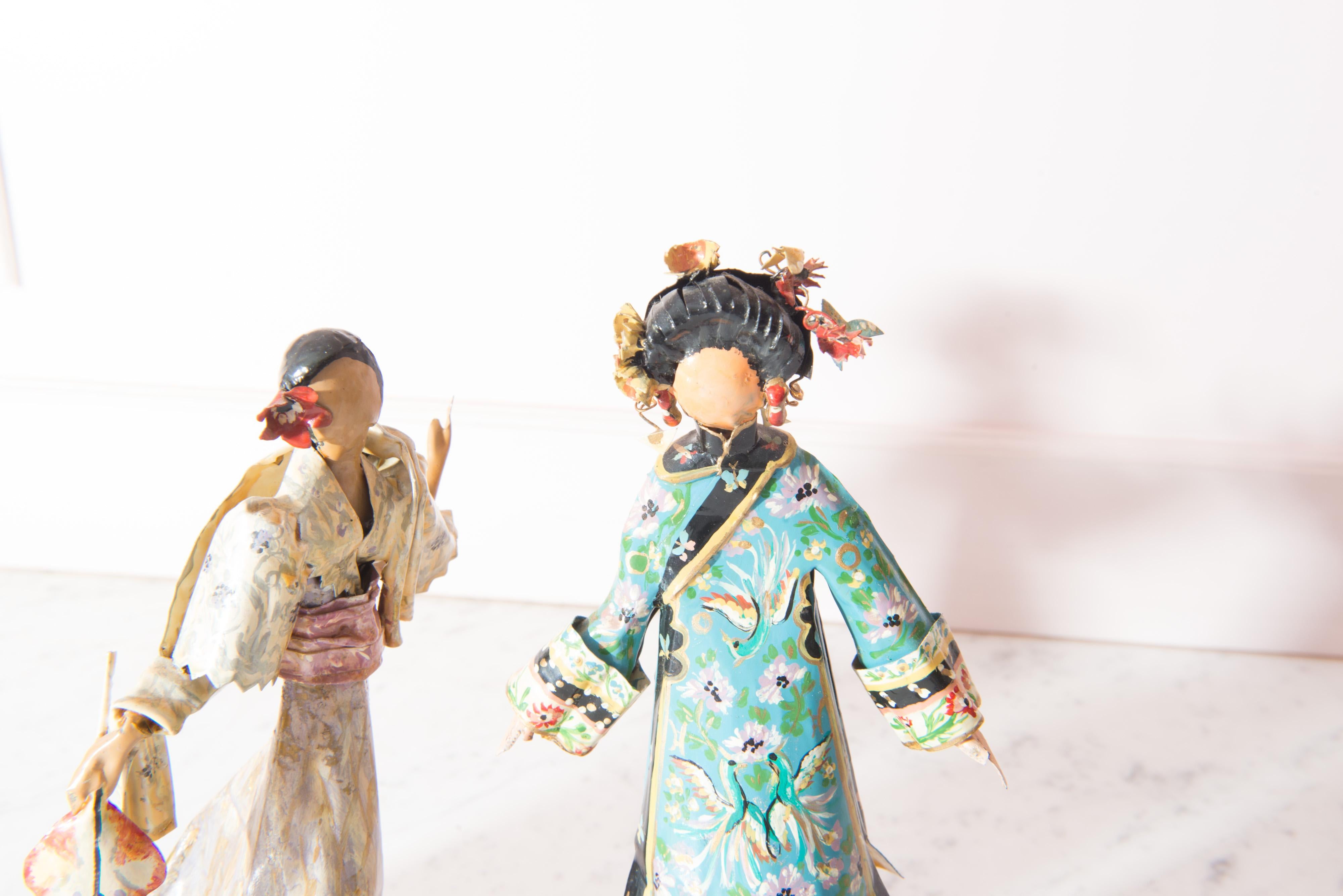 Trio of Asian Costumed Women Sculptures by Lee Menichetti For Sale 11