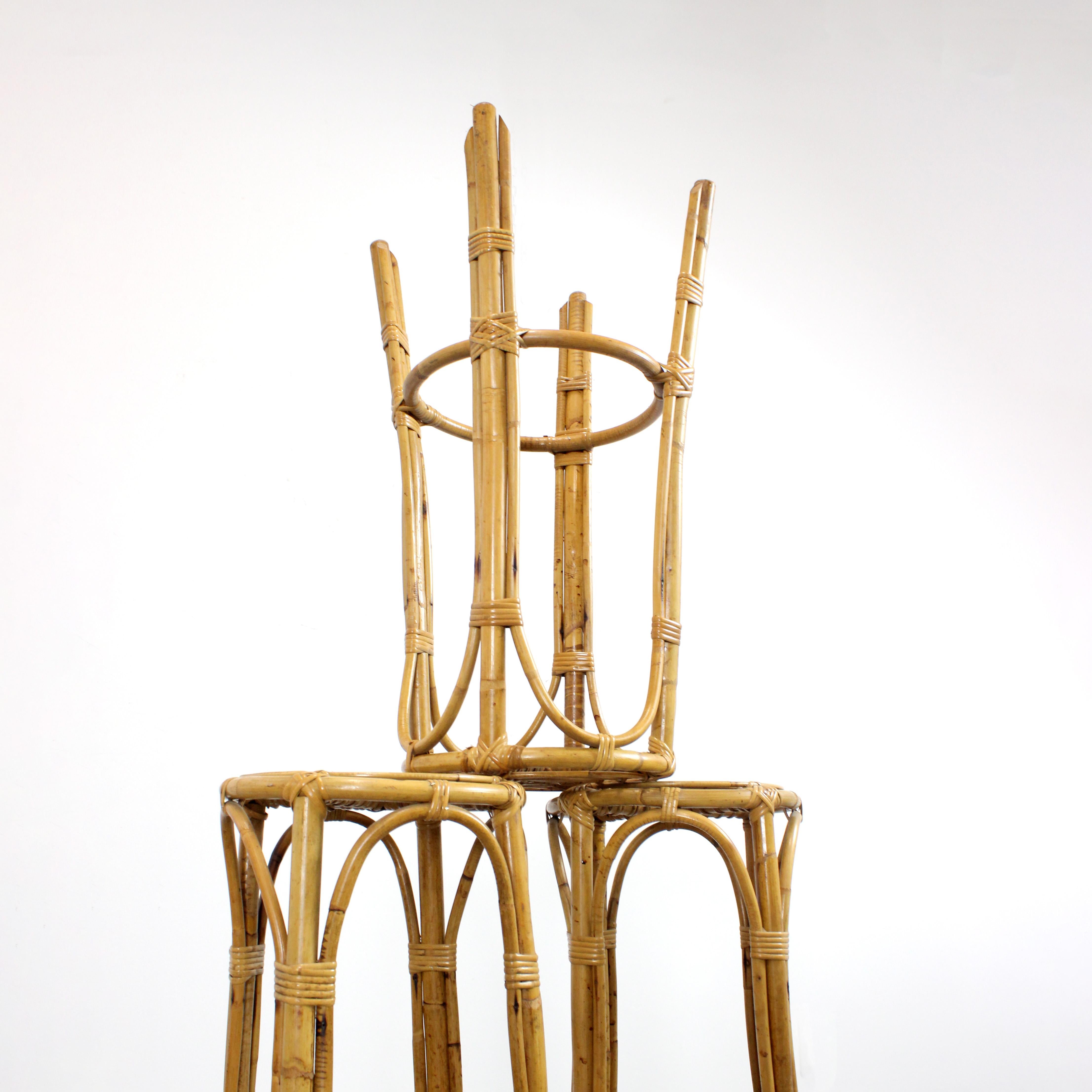 Trio von Bambushockern - um 1970 - Italien im Zustand „Hervorragend“ im Angebot in Madrid, España