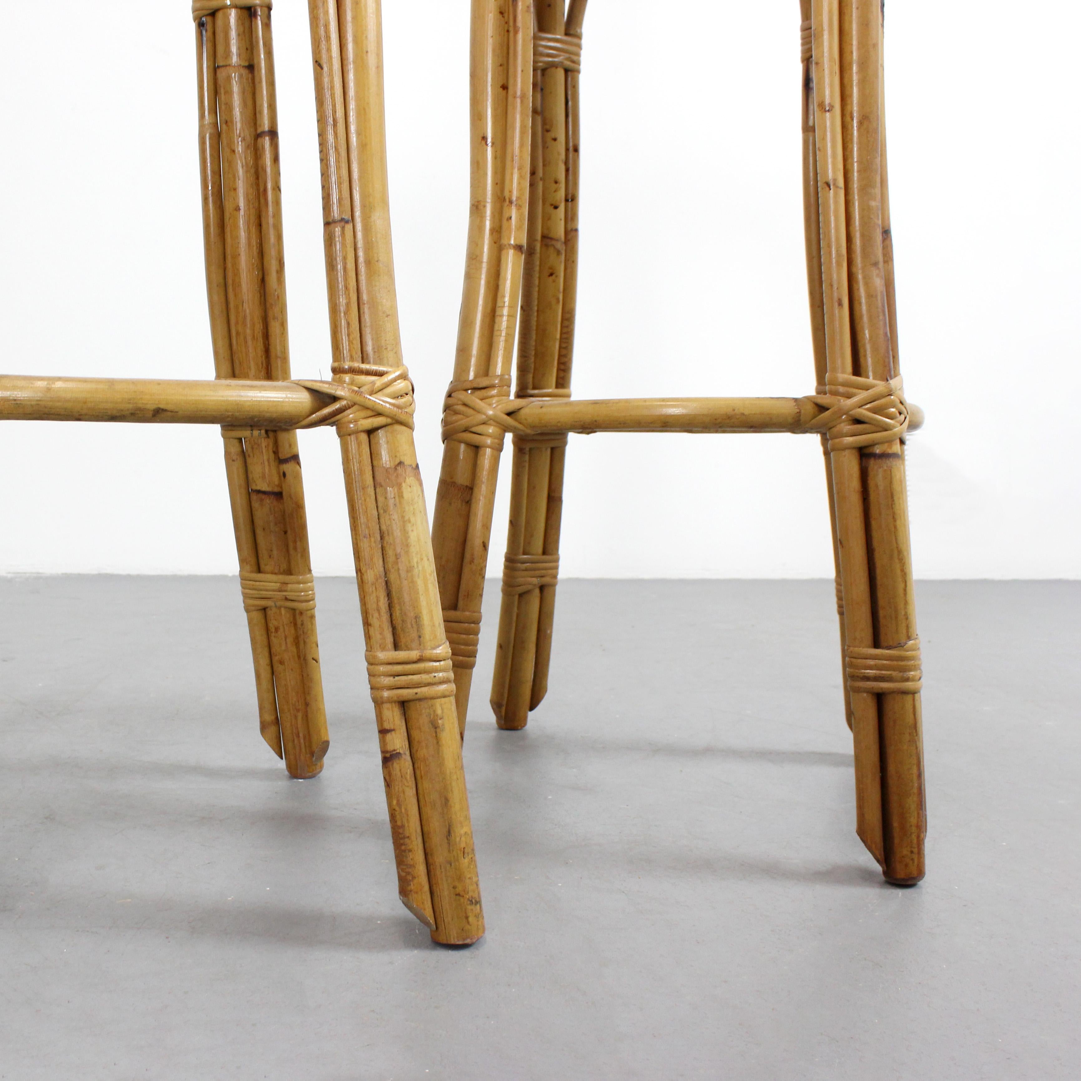 Trio von Bambushockern - um 1970 - Italien (Ende des 20. Jahrhunderts) im Angebot