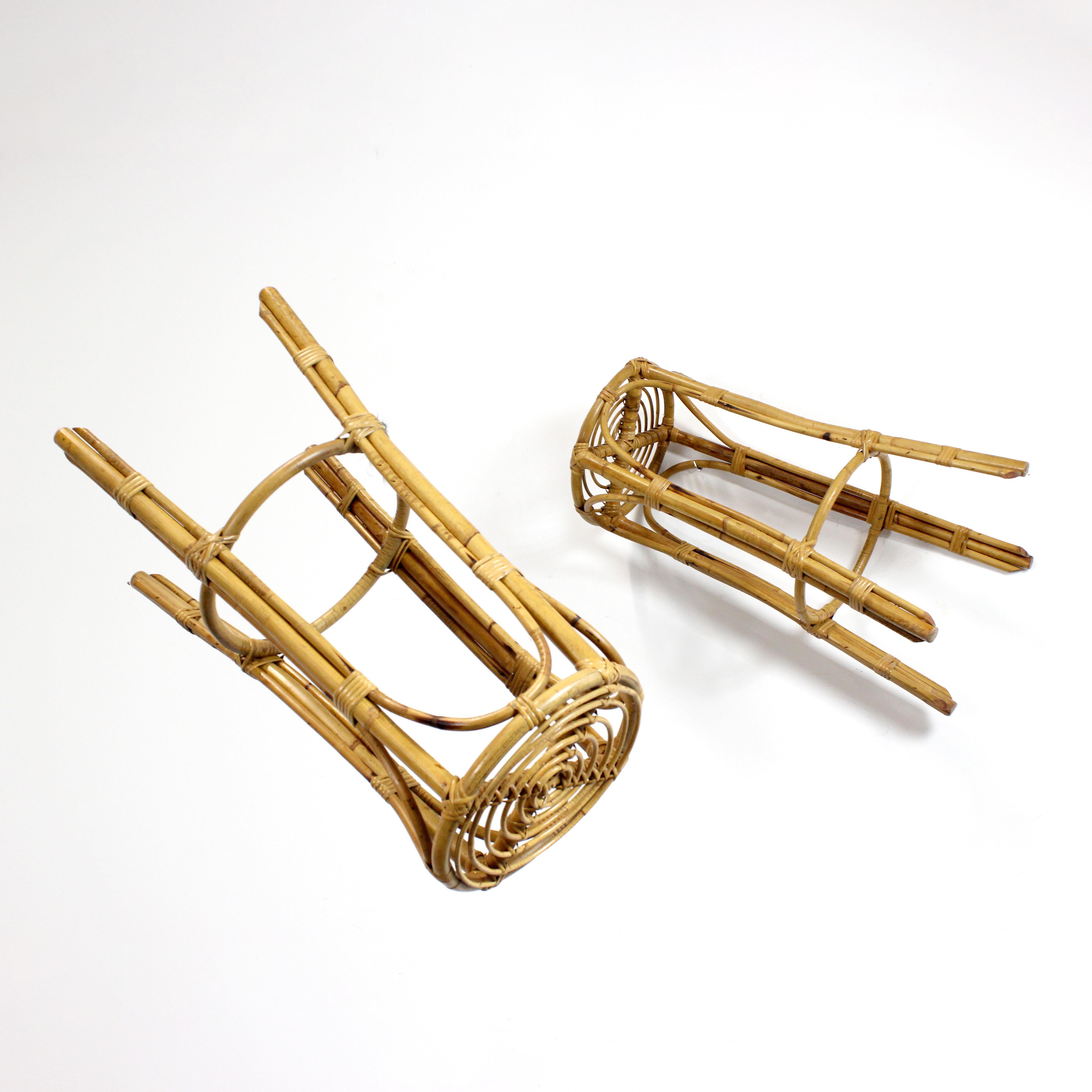 Trio von Bambushockern - um 1970 - Italien im Angebot 1