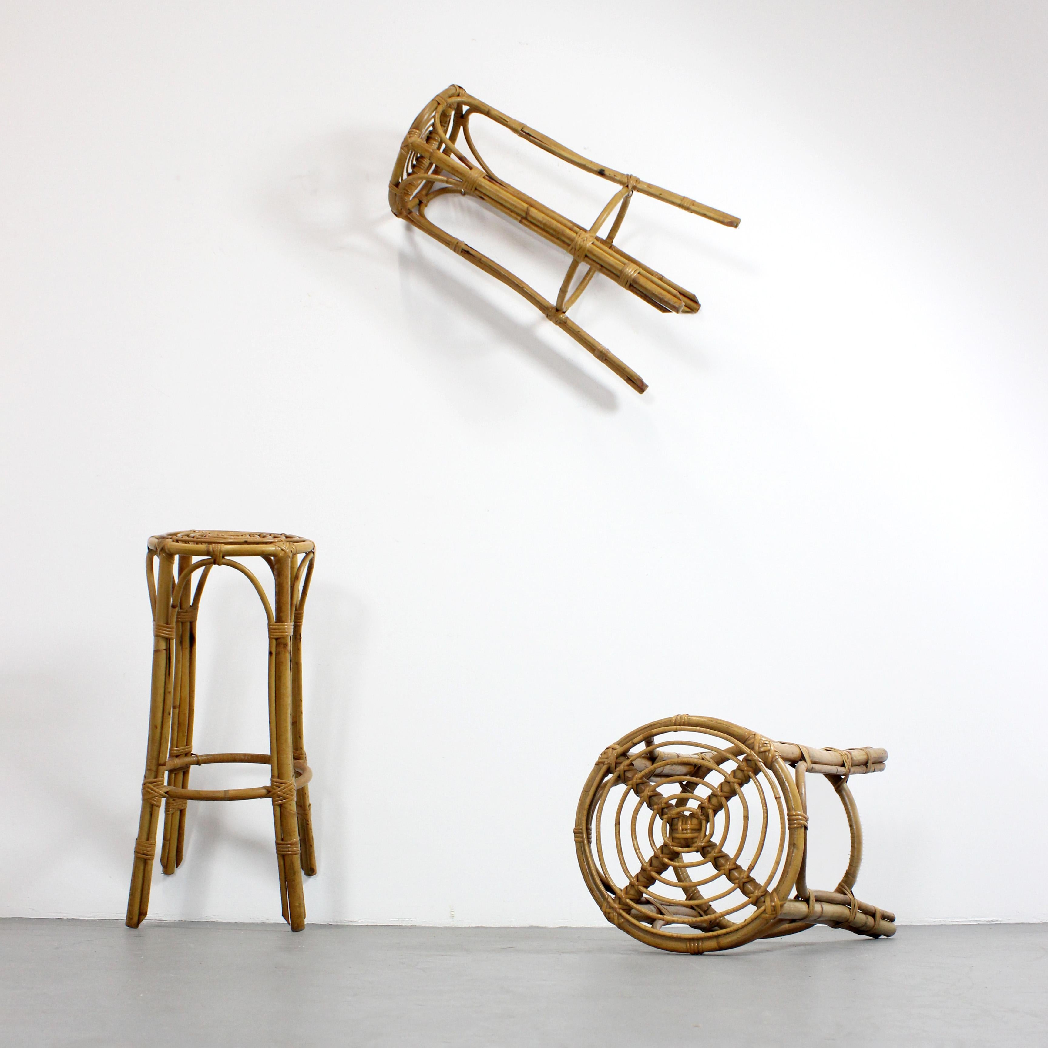 Trio von Bambushockern - um 1970 - Italien im Angebot 2