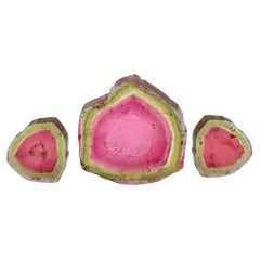 Trio of Bi Colour Tourmaline Watermelon Slices