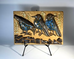 Trio Of Birds By Marianne Starck For Michael Andersen. Danish Wall Plaque
