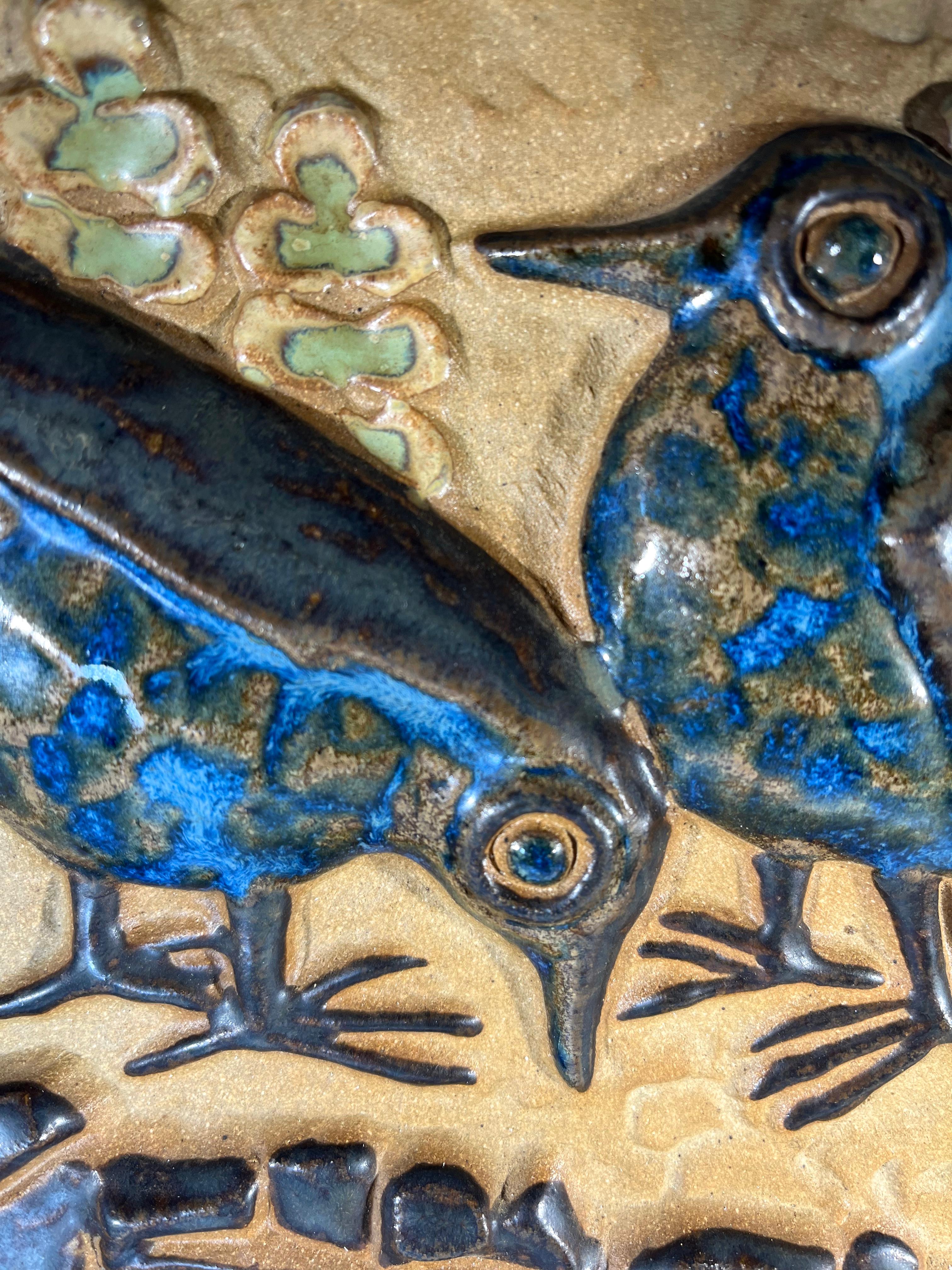Trio der Vögel von Marianne Starck für Michael Andersen. Dänische Wandplakette (Glasiert) im Angebot