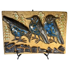 Trio Of Birds By Marianne Starck For Michael Andersen. Danish Wall Plaque