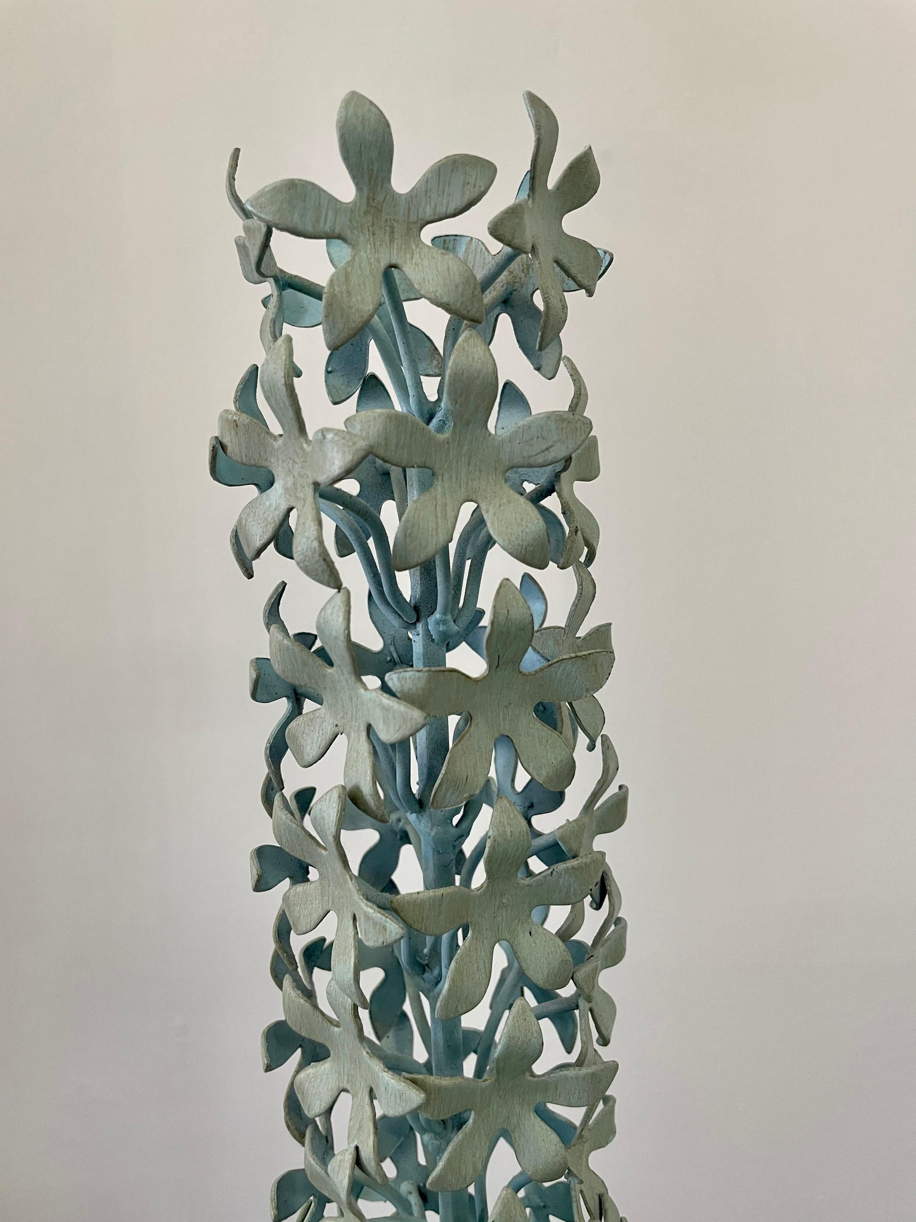 Trio of Blue Hyacinth Metal Sculptures 1