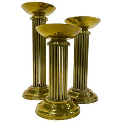 Trio of Brass Candlesticks in the Style of Karl Springer