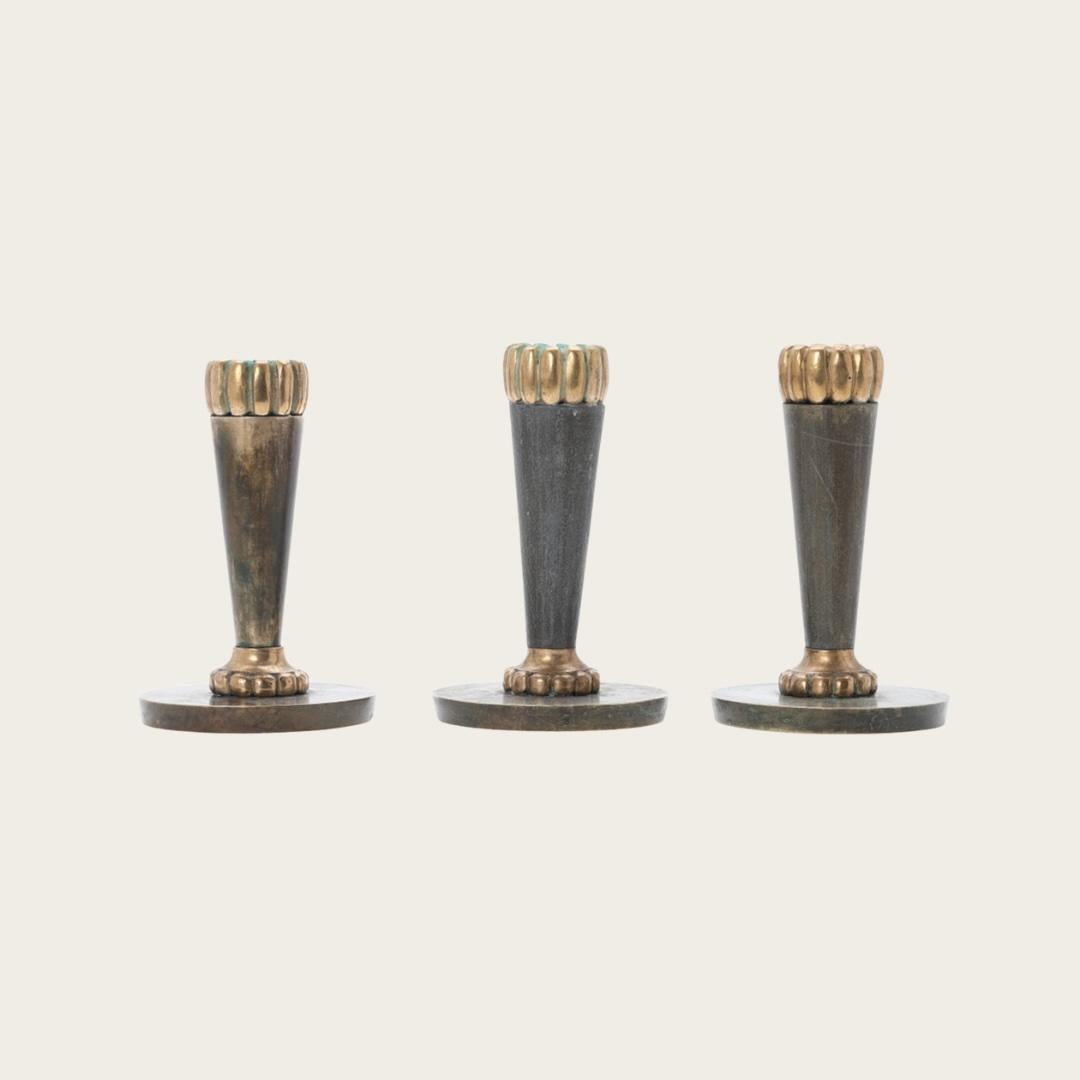 Trio di portacandele Art Deco in bronzo In condizioni buone in vendita a Brooklyn, NY