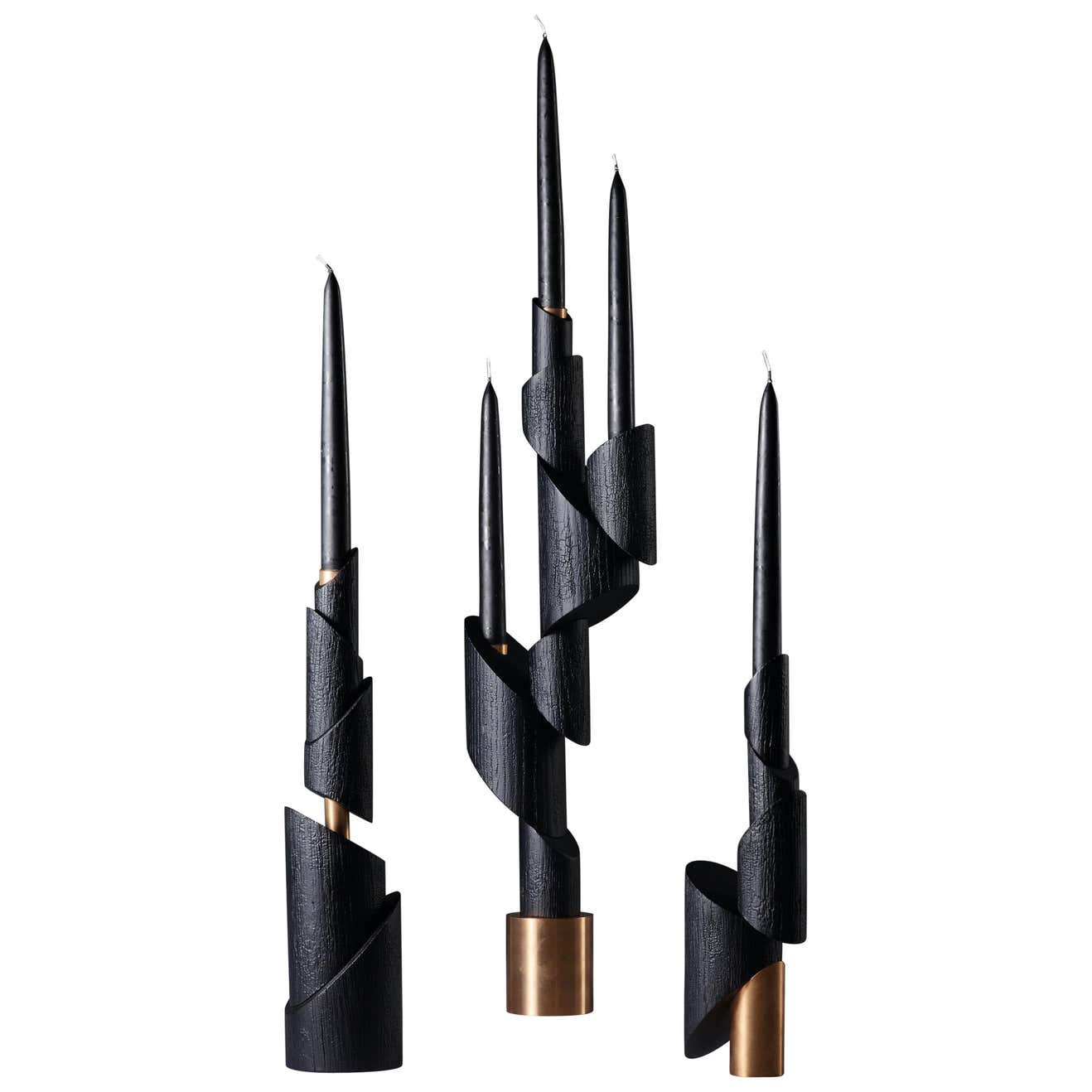 Trio of Bronze Chandeliers 'Ashes to Ashes', Signed William Guillon For ...