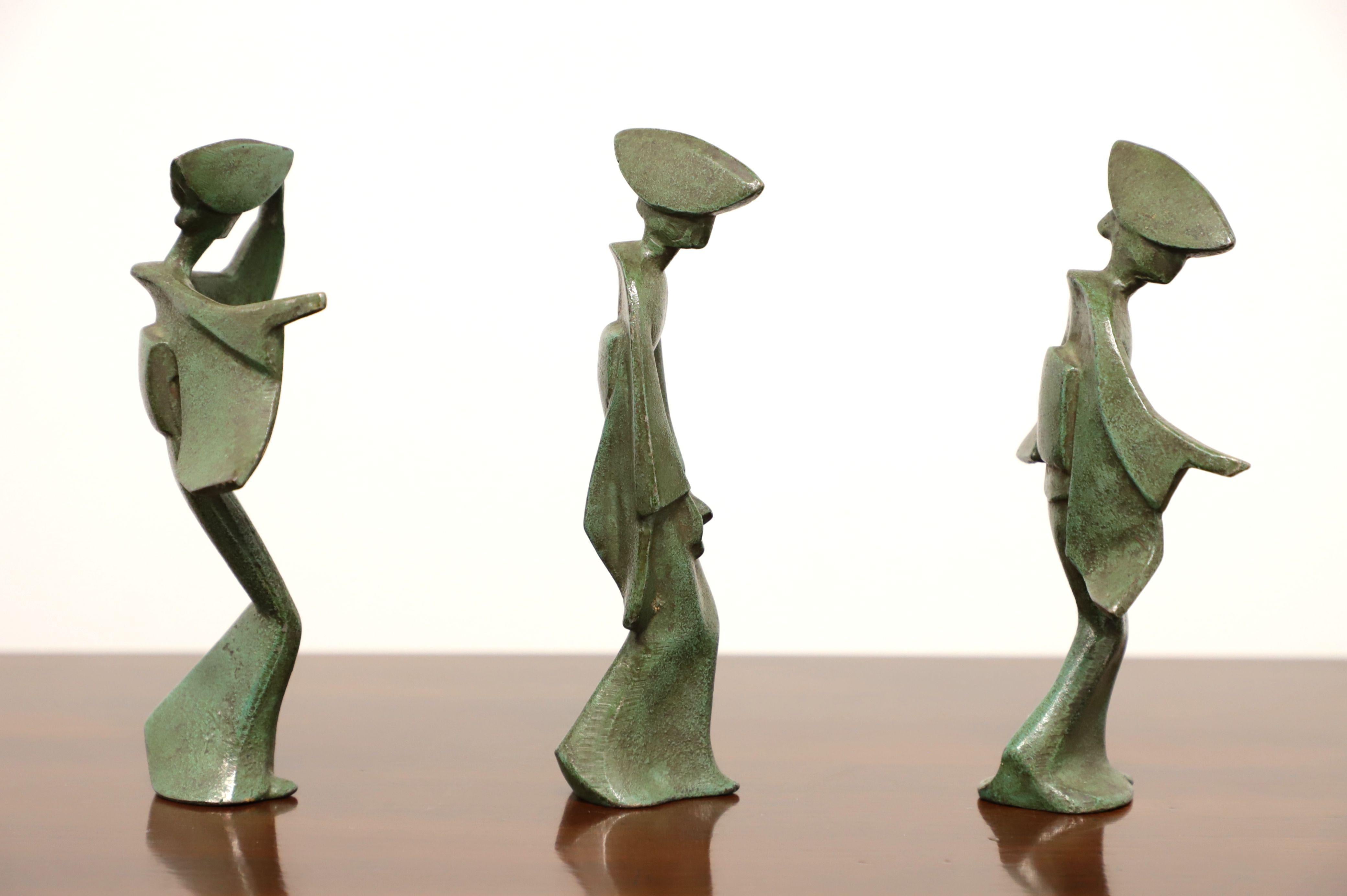 Other Trio of Bronze Japanese Awa Odori Dancers