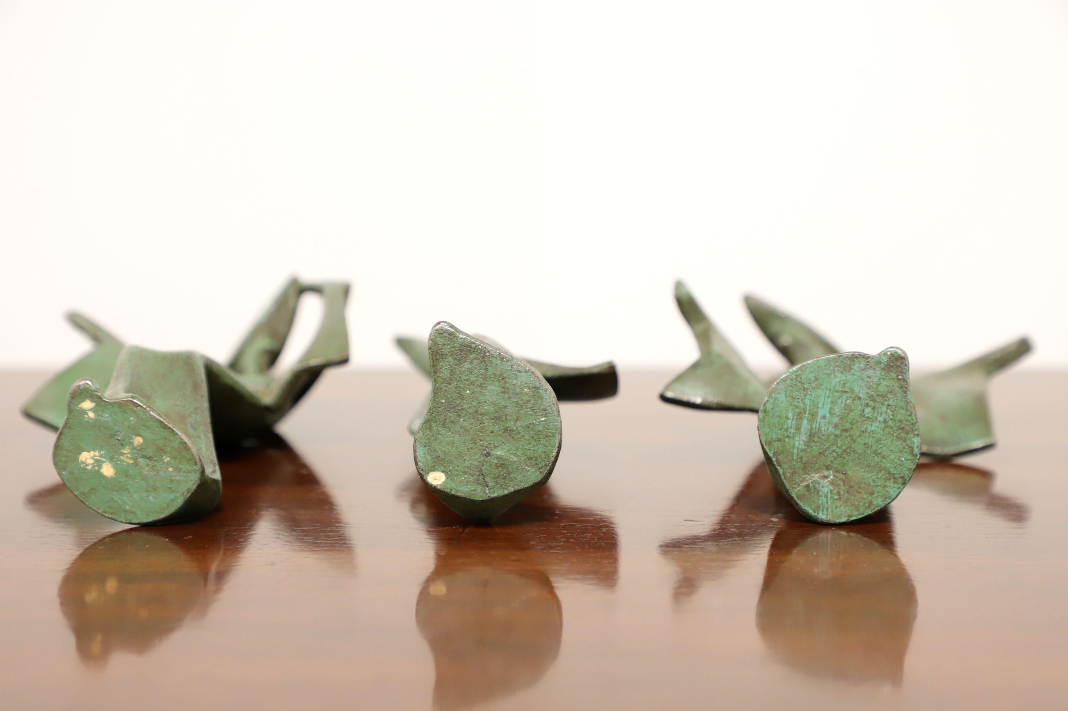 Trio of Bronze Japanese Awa Odori Dancers 1